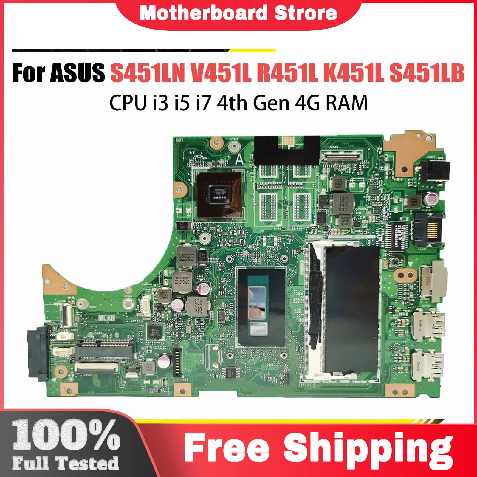 V451L Mainboard For ASUS S451L S451LN S451LB S451LA S451 R451L K451L Laptop Motherboard With i3 i5 i7 UMA/PM 4GB/RAM