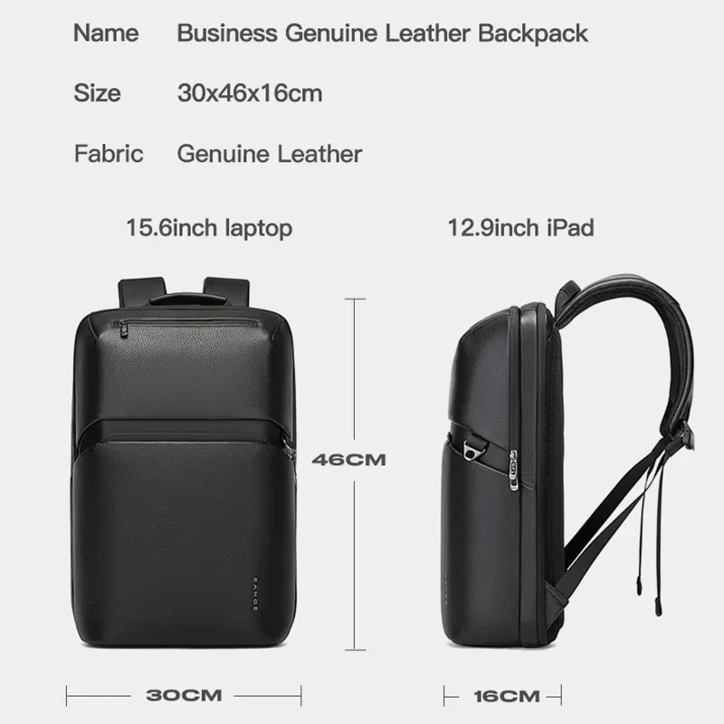 BANGE Leather Backpack Men Business Backpack Laptop 15.6 Inch Computer Bag Large Capacity  Bag Male Backpack Fashion