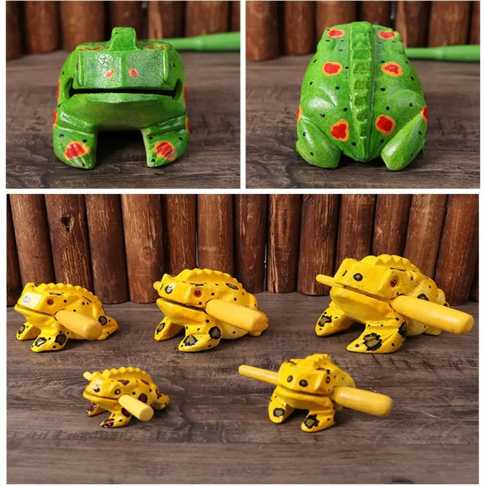 Portable Wooden Frog Guiro Rasp Lucky Colorful Frog Rasp Musical Instrument Handcrafted Lucky Frog Crafts Gifts