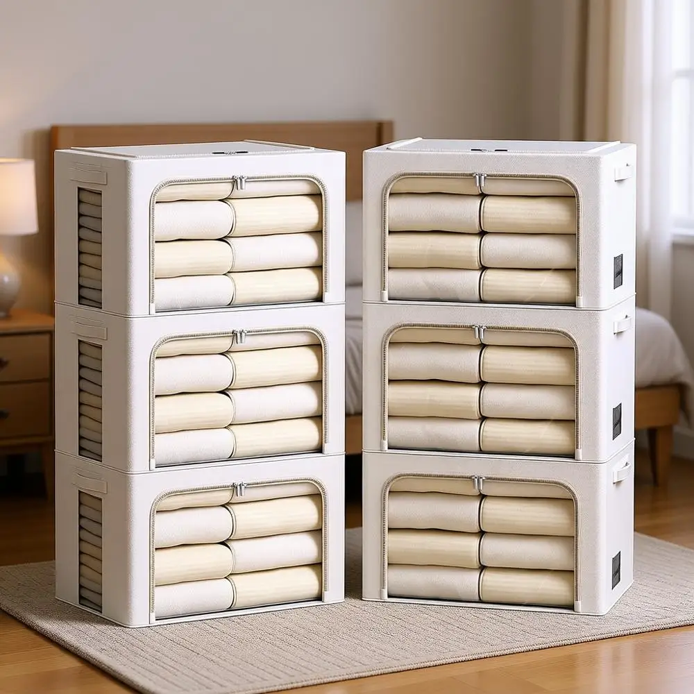 

Набор из 6 складных тканевых контейнеров для хранения с прозрачным окном, белые, 15,7x11,8x7,8 дюймов (22 л)