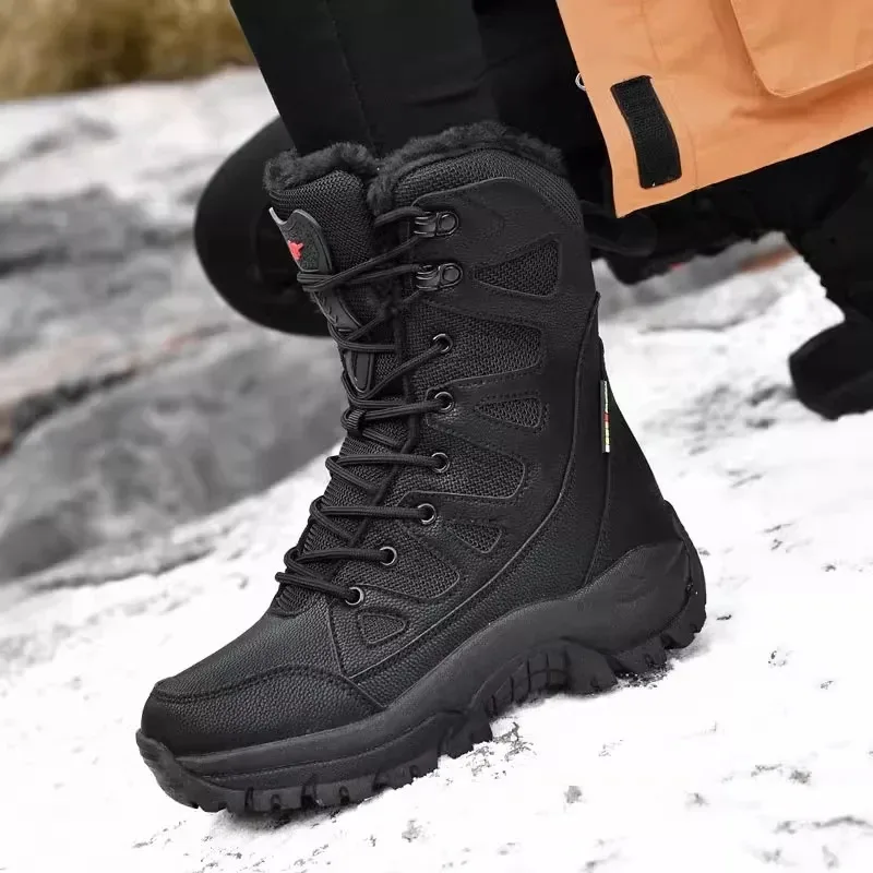 

Extra Thick Black Snow Boots Women Winter Large Cotton Climbing Hiking Shoes Ultra Warm Cold Resistant