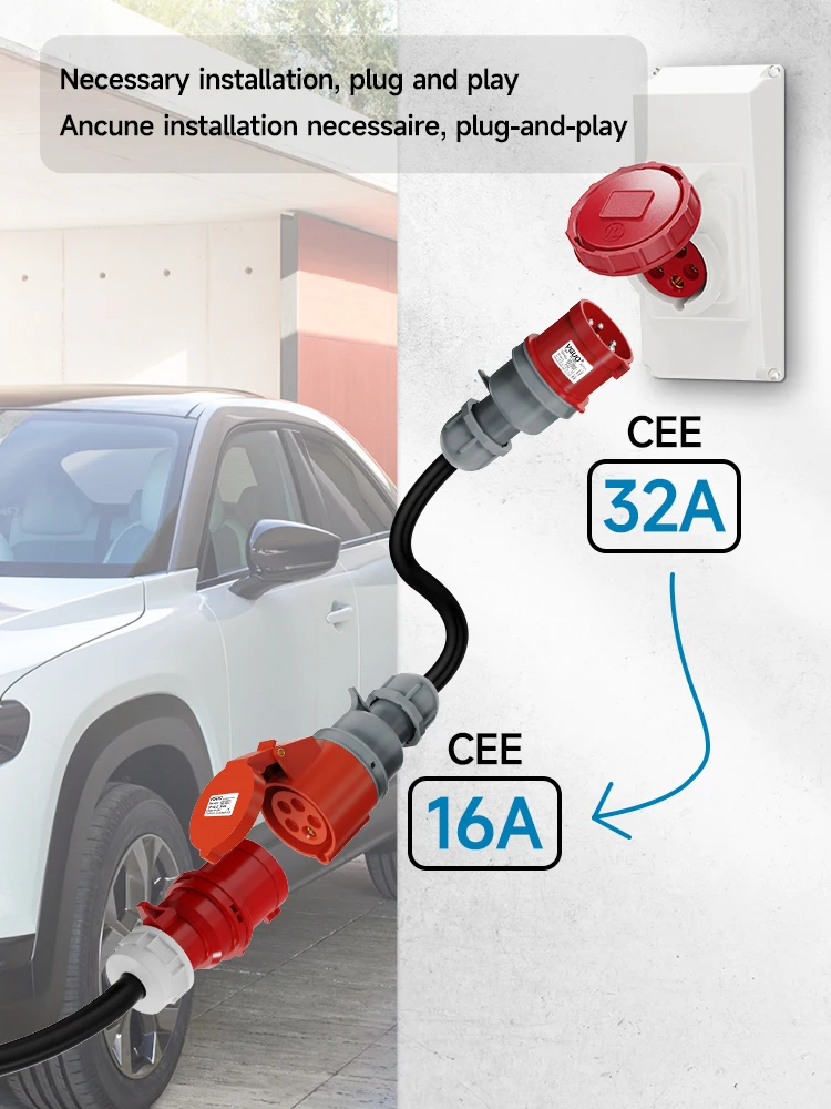 AFYEEV CEE Stecker Adapter Kabel 5-pin 400V 22KW 32A Stecker Auf 5-pin 400V 11KW 16A Weibliche Elektrische Auto Ladegerät Adapter Für Werkstätten