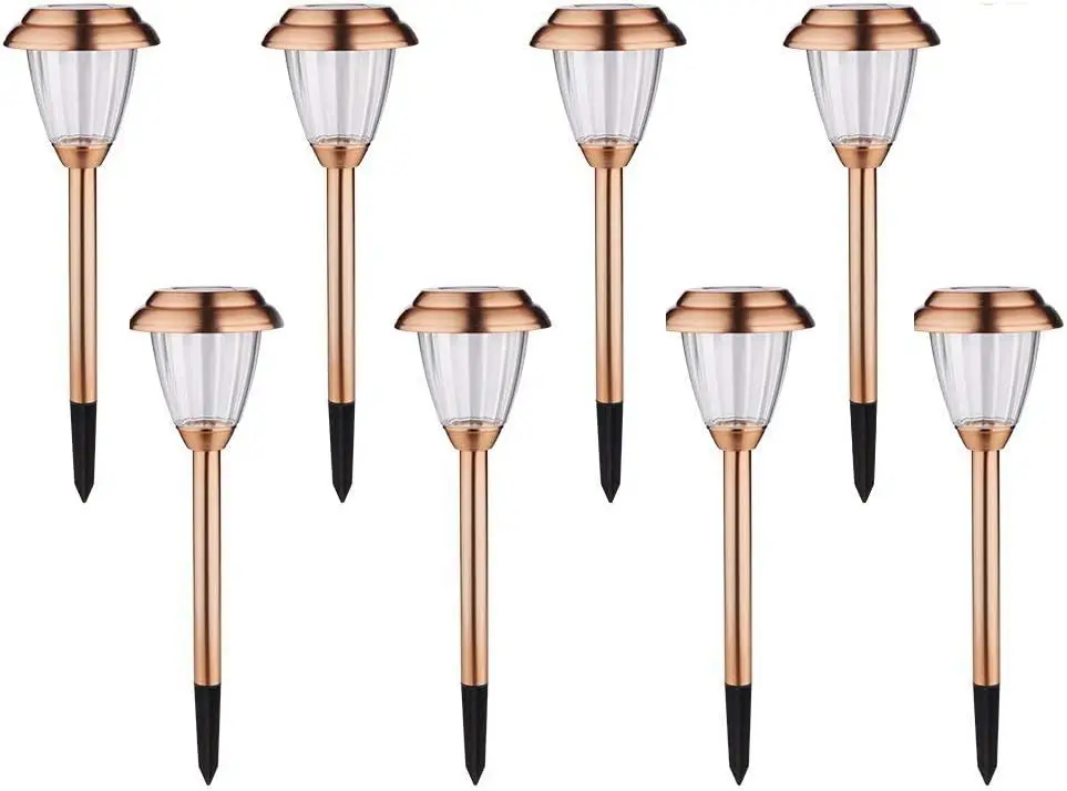 

8 Pack Solar Garden Lights, Waterproof Copper Finish for Outdoor Pathways, Lawn and Yard