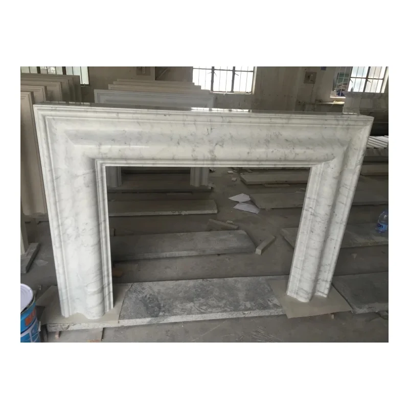 Natural Carrara White Marble Indoor Custom Design Carved Stone Fireplace Home Decoration