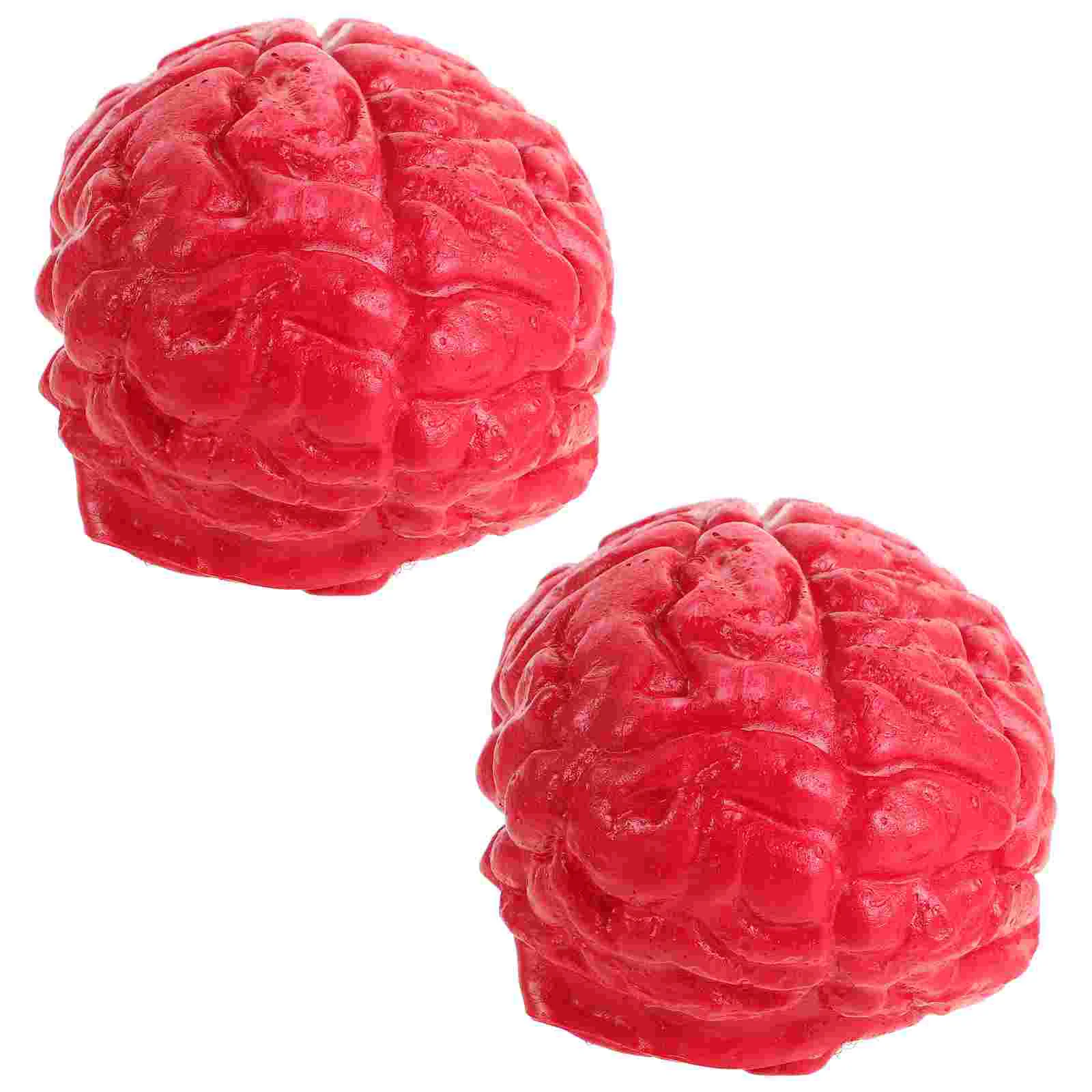 

2 Pcs Latex Human Brain Props Scary Halloween Decor Gory Dummy Parts Trick Treat Toy Fake Body Haunted House