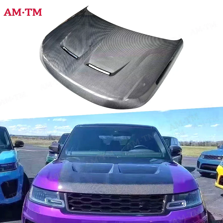 

Карбоновый капот для Land Rover Range Rover Sport 2014-2020 в стиле SVR, передний бампер, крышка двигателя, капот, вентиляционные отверстия, детали кузова