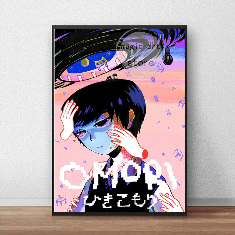 Horror Anime Style Video Game Omori Main Character Game Scene Art Poster Canvas Painting Wall Print Picture Room Home Bar Decor