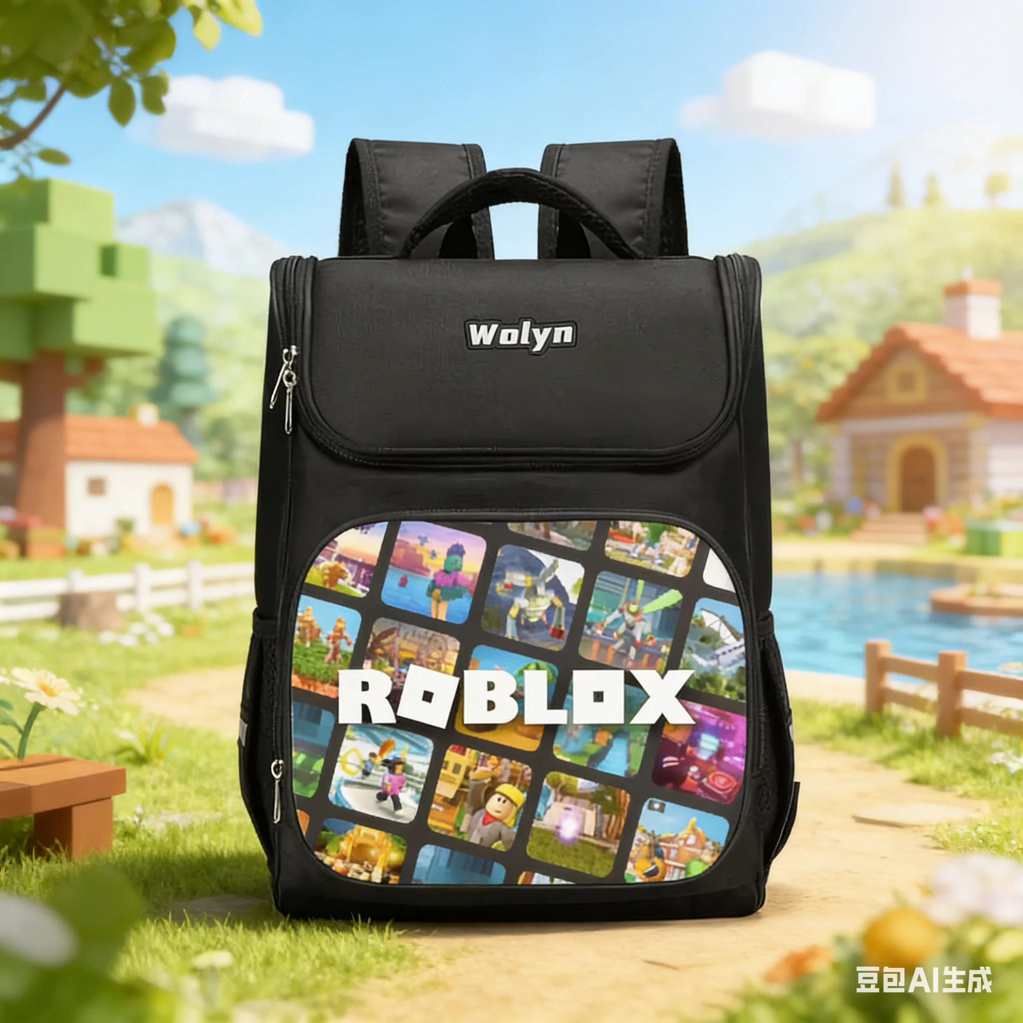 

Robloxs Creative Peripheral Cartoon Printed Cross-border Backpack for Children and Elementary School Students, Backpack Gift