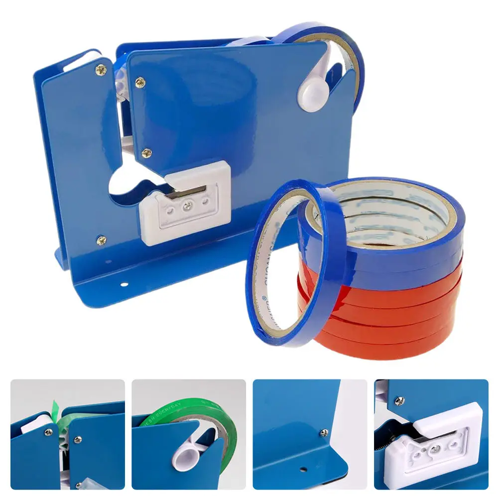 Dispensador de cinta compacto de 9 piezas y 12 mm con cortador incorporado, cuchillas resistentes a la corrosión, equipo de sellado de bolsas para embalaje minorista