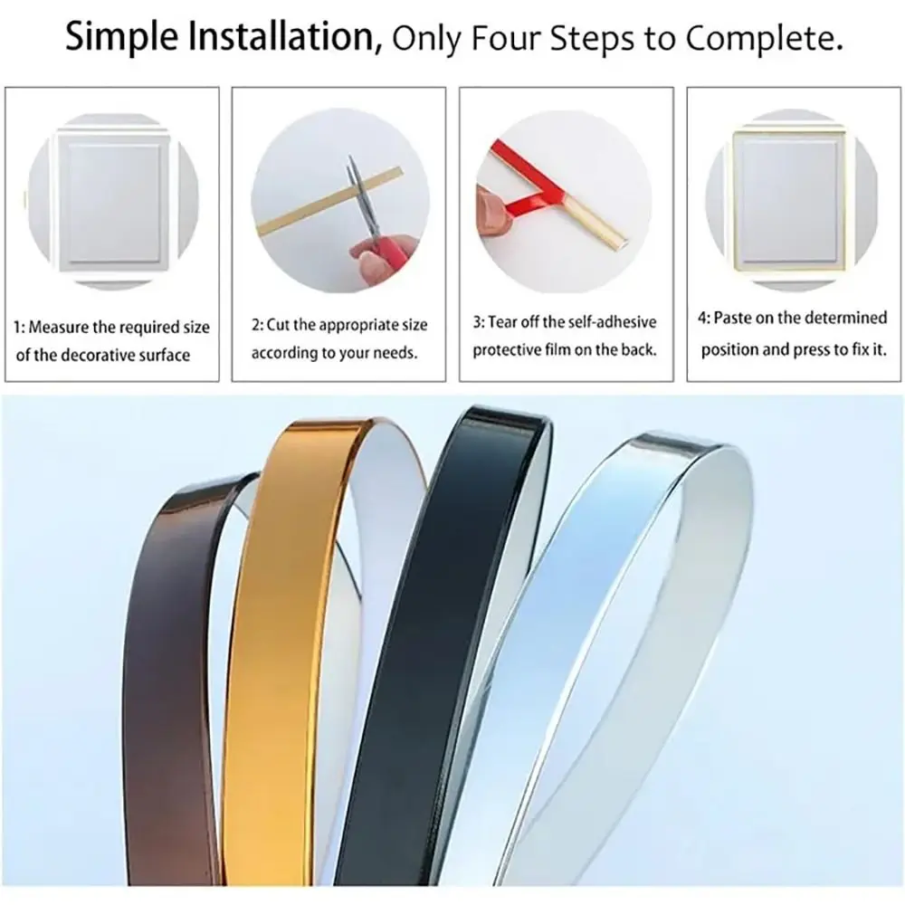 Home Decoration Self-adhesive Decoration Line PVC Waterproof Gold Tape Gap Sticker Background Wall