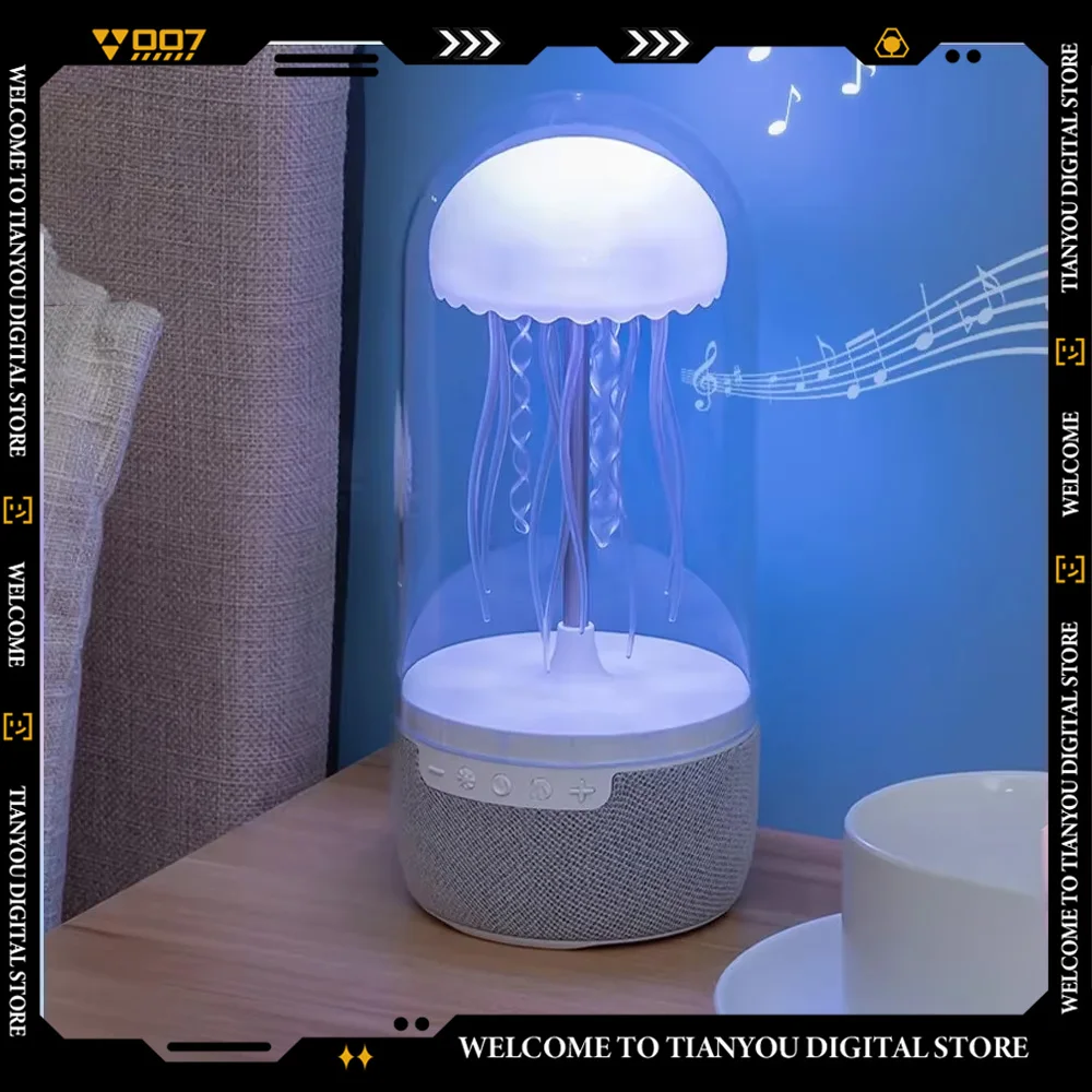 Creative Colorful Jellyfish Lamp Speaker HiFi Stereo SportsJellyfish  Bluetooth Speaker with Lights Gifts for Smart Home Office