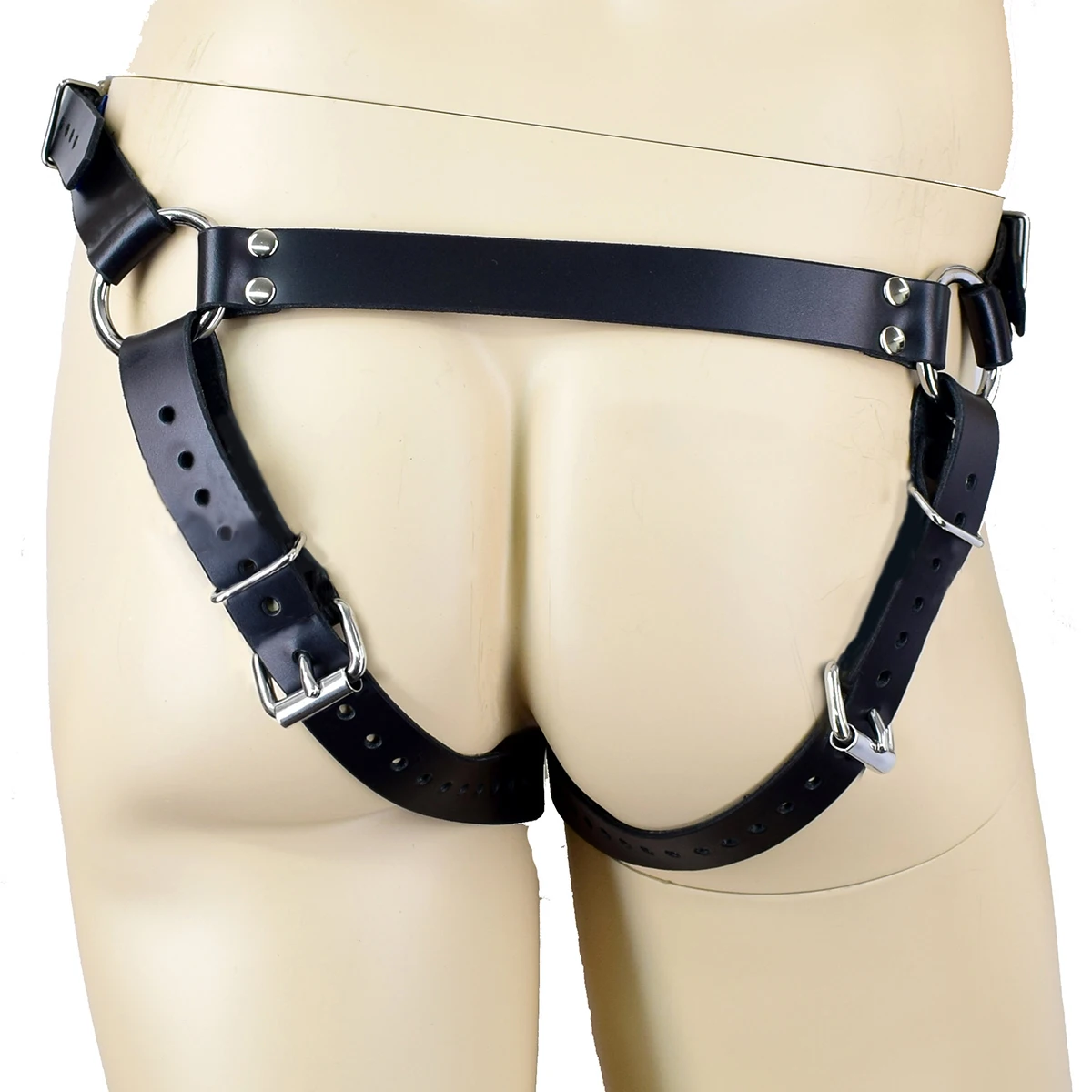 High Quality Leather Men's DP Leather Strap Wearable Dildos Strap Sex Band image 3