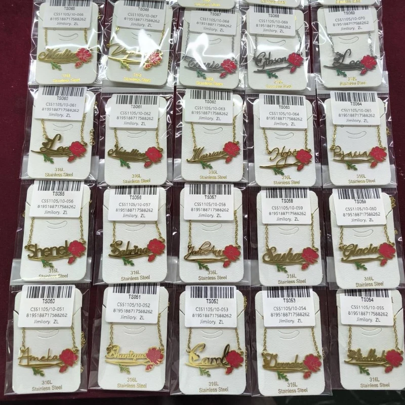 قلادة Goxijite Tredny الملونة المخصصة باسم الزهور للنساء والفتيات مخصصة لحفلات أعياد الميلاد وإكسسوارات الهدايا