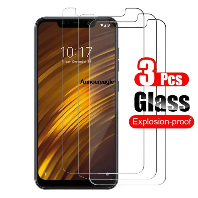 3pcs for xiaomi pocophone f1 tempered glass screen protector protective film guard saver on for xiaomi poco phone f1 case glass