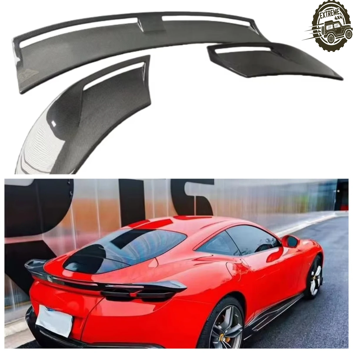 M-style Customized Dry Carbon Fiber Rear Spoiler High-performance Parts Body Kit for Ferrari Roma Modification