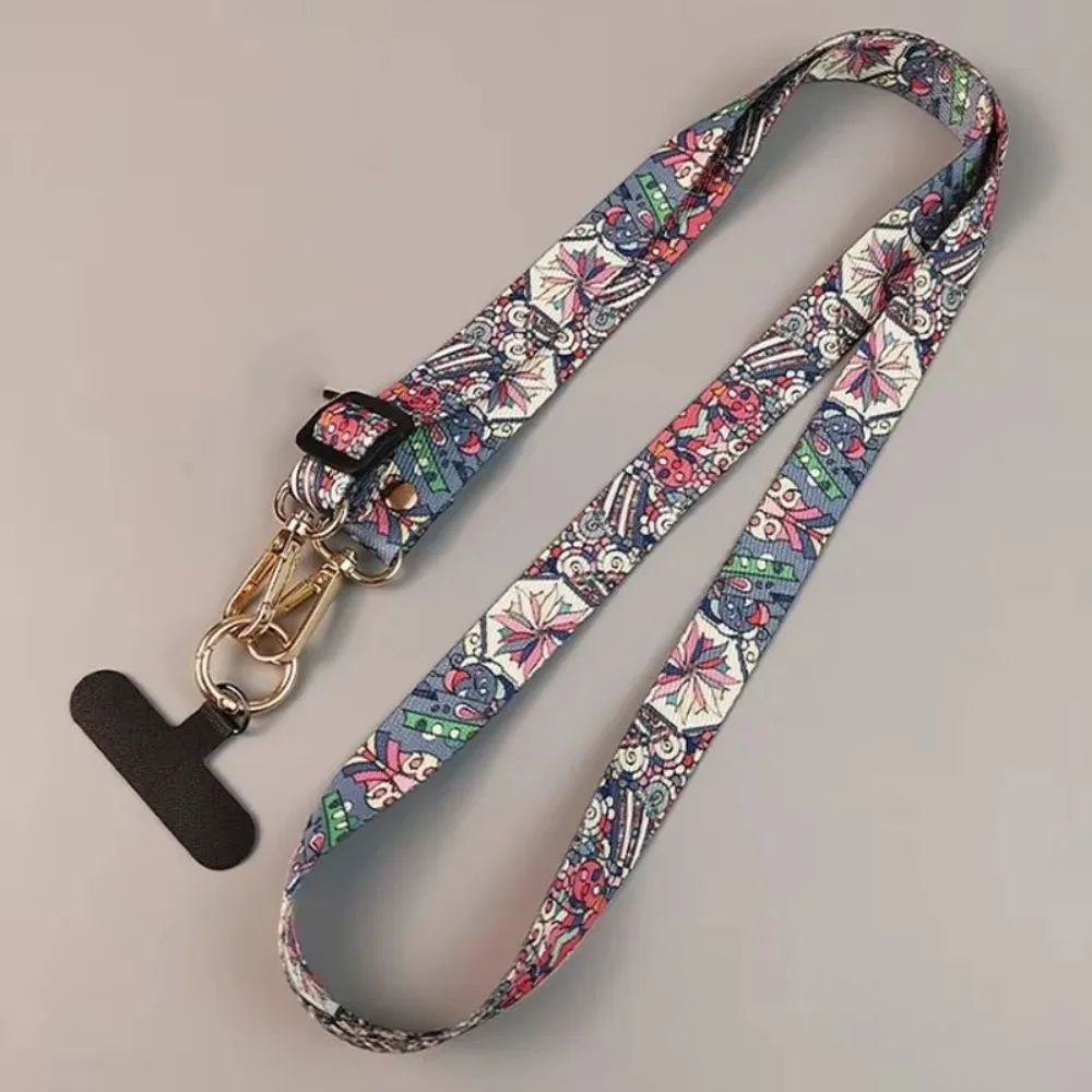 Universal Retro Pattern Mobile Phone Strap Anti-lost Adjustable Crossbody Long Straps Nylon Neck Hanging Phone Lanyard