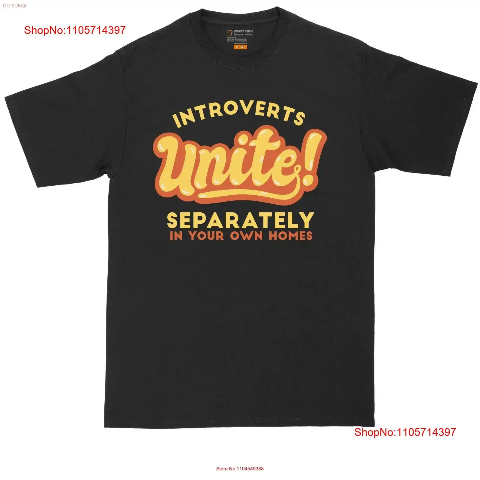 Introverts Unite Separately in Your Own Homes Mens Big Tall T Shirt Funny vintage Washed fashion Stylish Top For Everyday Wear
