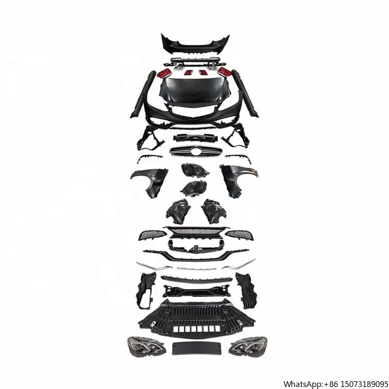 

Комплект обвесов для автомобиля: передний и задний бамперы, решетка радиатора для E-класса W212 2010-2013 (обновление до модели 2014 года), фары (от старых к новым)