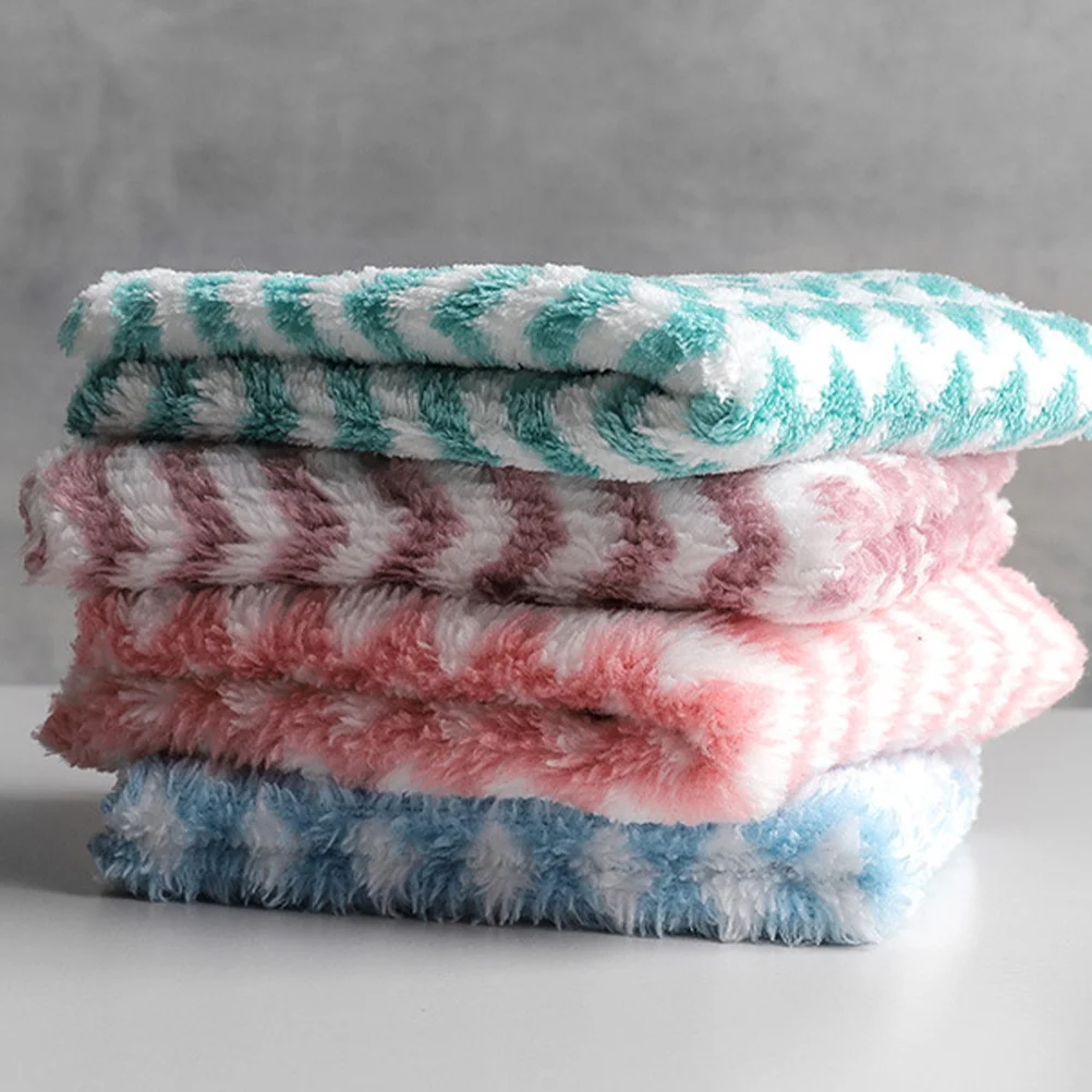 

8Pcs Absorbent Wavy Stripe Kitchen Quick Dry Dish Washing Cloth for Cookware Glass Furniture Absorbent Dishcloth