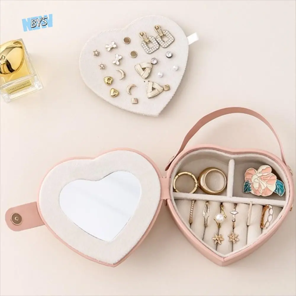 

Portable Jewelry Storage Box Heart-shaped Ring Display Jewelry Organizer Storage Box Earring Holder Valentine Gift Packaging Box