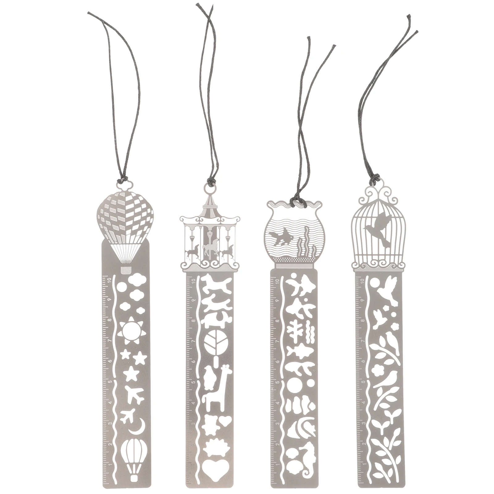 

8 Pcs Ruler Hollow Bookmark Stencil Metal Silver Kids Student Drawing Bookmark Rulers Stencil For Kids Physics Teaching Aids