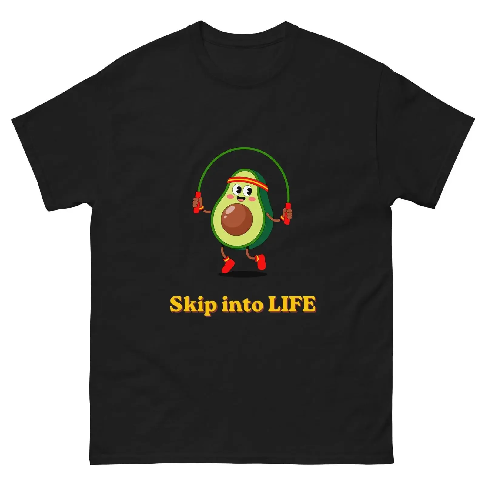 Skip Into Life Funny Avocado Jump Rope T Shirt Cute Fitness Workout Healthy Lifestyle for Adults vintage Washed Casual