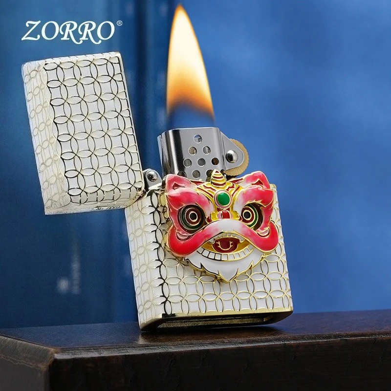 

ZORRO светящийся лев, масляная ветрозащитная зажигалка для мальчиков, праздничные подарки, подарки на день рождения