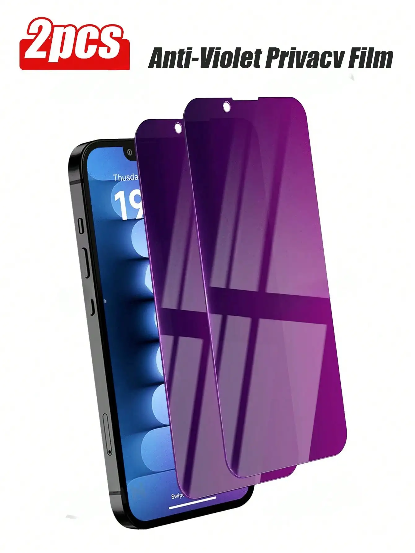 2 قطعة واقي شاشة من الزجاج المقوى مضاد للضوء الأزرق متوافق مع هاتف Iphone 17 Pro/14 Pro Max/15 Pro Max/16/16 Plus