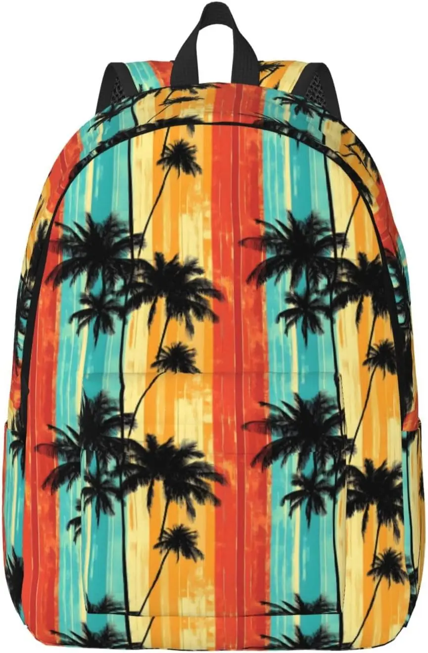 

Colorful Tropical Plants Print Lightweight Canvas Backpack, Backpack For Women Men Couples, Travel Laptop Bag