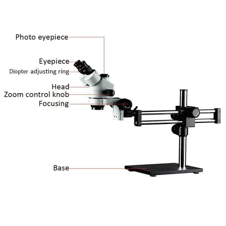 3.5X-180X HD Trinocular Confocal Stereo Microscope Optical Glass Components LED Ring Light Maintenance Inspection Microscope