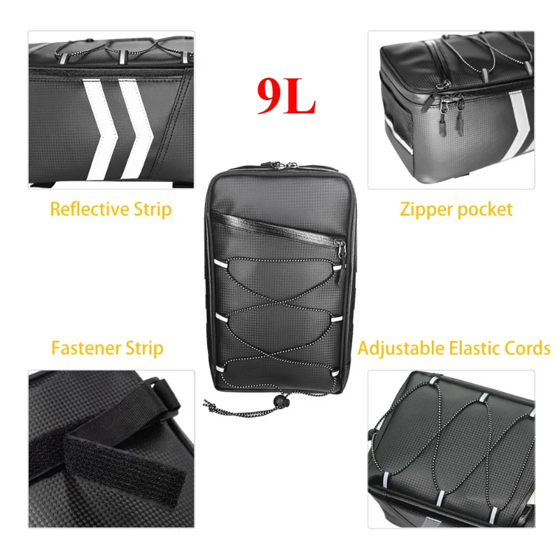 

Motorcycle Rear Carrier Bag PU Leather Waterproof 9L Large Capacity Storage Luggage Cycling Storage Bag for Motorcycle，9L