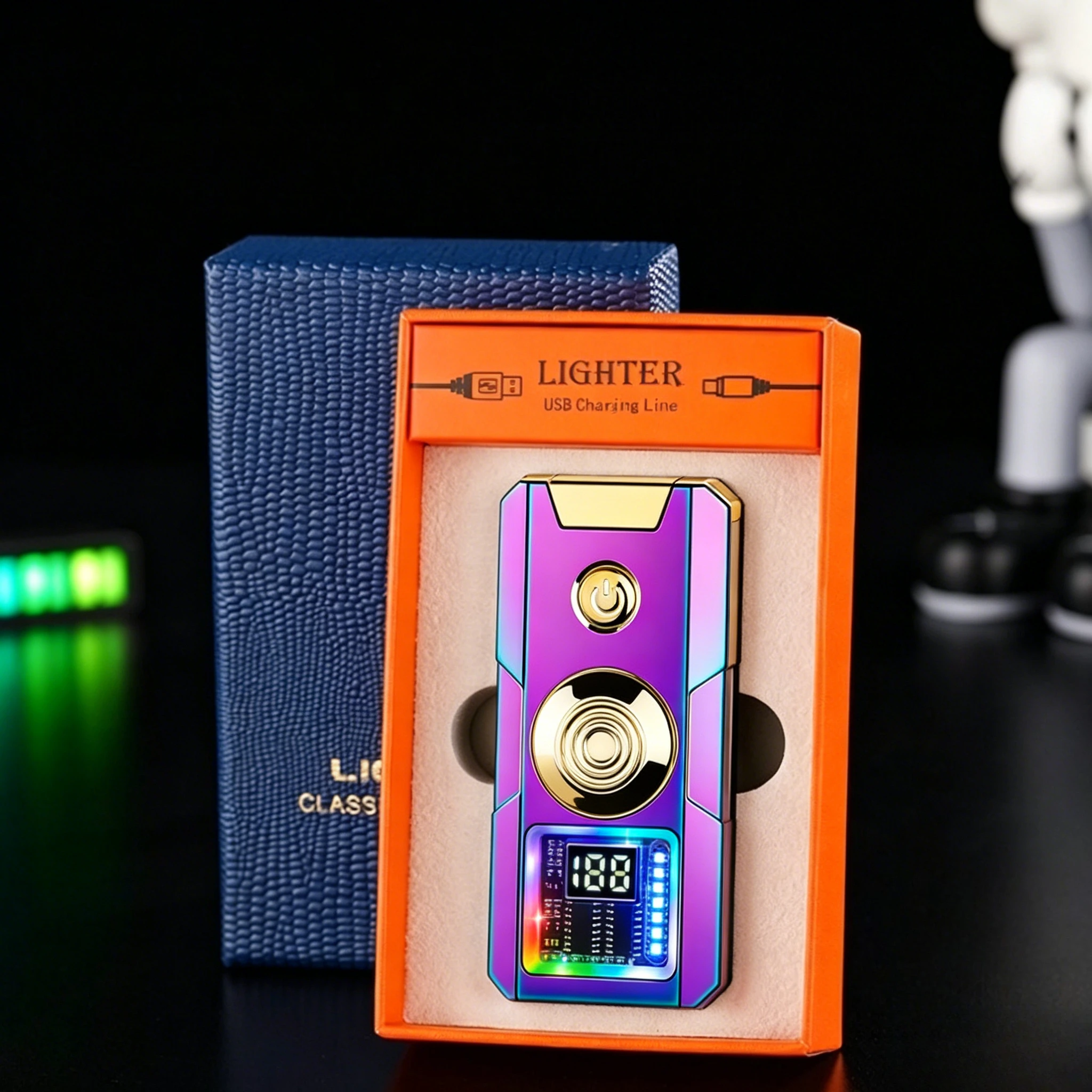 Smart Voice Control Windproof Lighter, Gyroscope Design with Visible Gas Window, USB Rechargeable Butane Gas Igniter Men Gifts