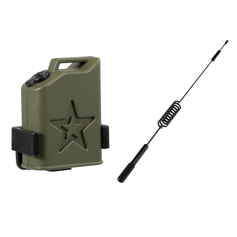 

2 Set For RC Car Model 1/10 Traxxas Accessories: 1 Set RC Rock Crawler Mini Fuel Tank & 1 Set Antennas With Screws