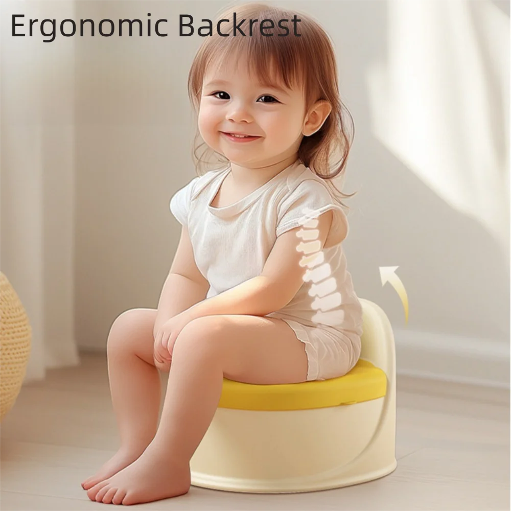 Kursi Toilet Latihan Multifungsi Anti-Selip dengan Pola Kartun dan Sandaran Khusus untuk Anak Usia 1-6 Tahun