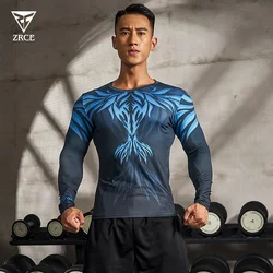 ZRCE Gym Sport T Shirt Men Quick Dry Running Shirt Men Workout Tees Fitness Tops Compression Long Sleeve T-shirt Tight Rashgard