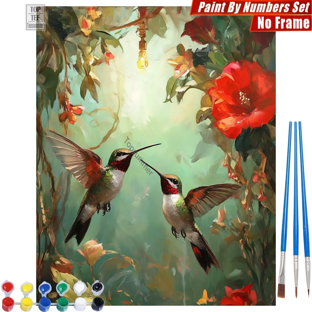 

Набор для рисования по номерам «Светящиеся колибри» - Фантазийная светящаяся картина с колибри, семейное творчество, пасхальный подарок для папы