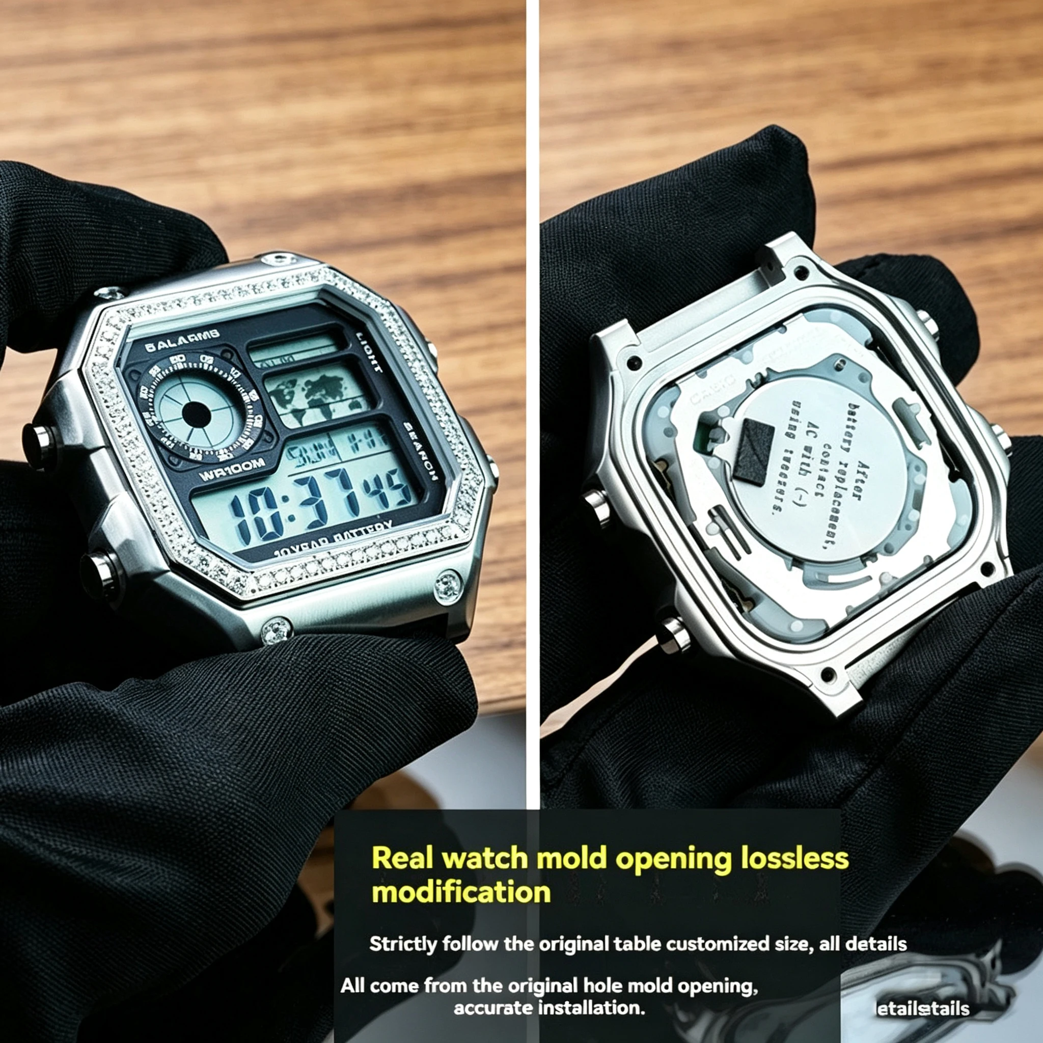 AE-1200WH AE1300 Stainless Steel Brushed shell Mod Case For Casio Ae1200 Ae1300 Metal Watch Modified Replacement Parts With tool