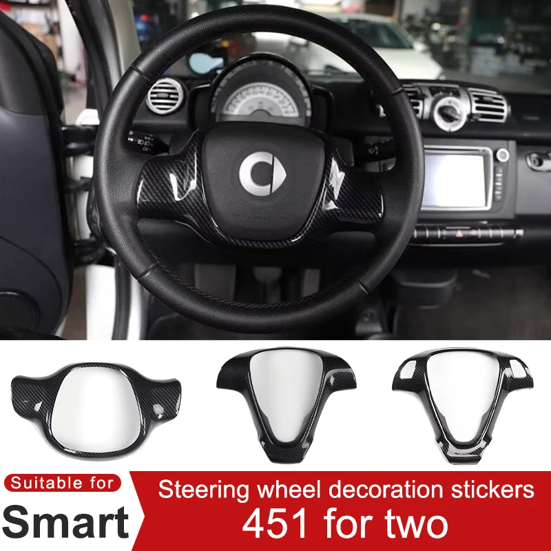 For Smart Brabus 451 Fortwo Car Steering Wheel Decorative Stickers Carbon Fiber Color Interior Modification Accessories