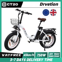 Drvetion CT20 E-bike 750W Motor 48V 10AH/15AH/20AH Removable Battery Folding 20*4.0 Inch Fat Tires Electric Bicycle 