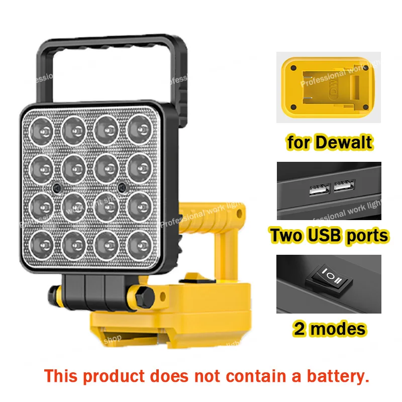 

LED Outdoor Work Light For Dewal-t 18V Battery Cordless Camping Lights Portable Flood Lamp Flashlight Power Tool Accessory