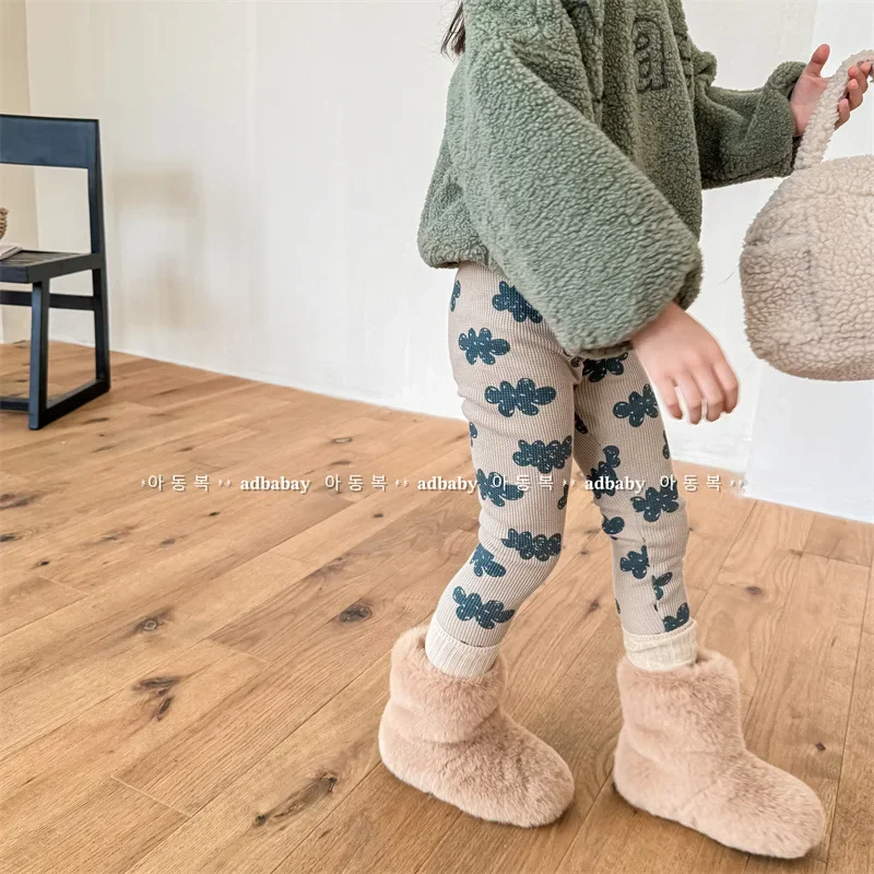 

Girl Legging Pant 2024 Autumn and Winter Children Clothing New Girls Winter Fleece Thickened Leggings Children Pants