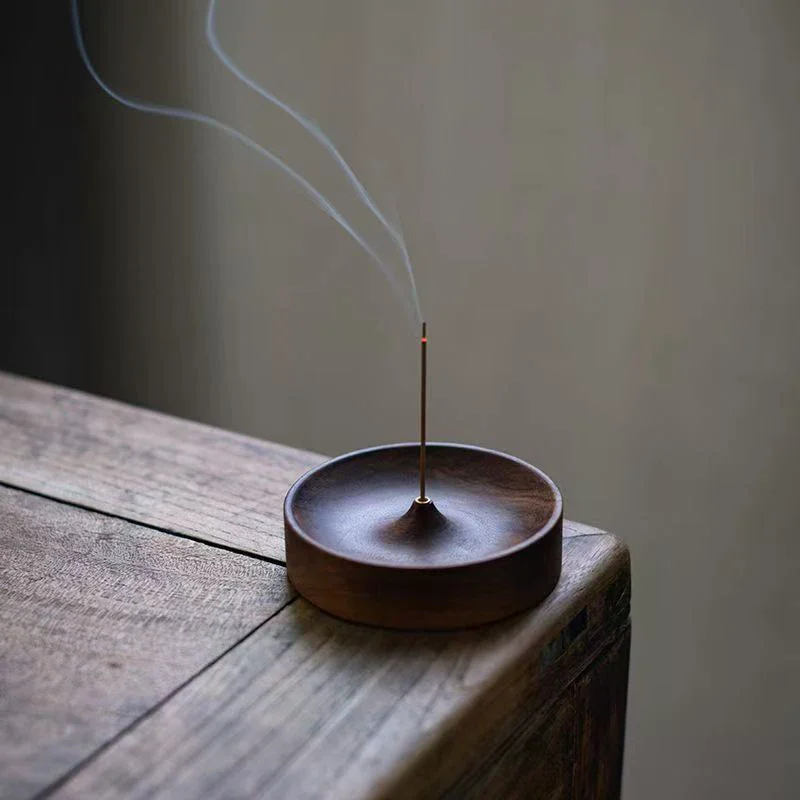 Solid Wood Incense Holder Handmade For Meditation & Home Decor Natural Grain No Power Needed Spiritual Holiday Gift
