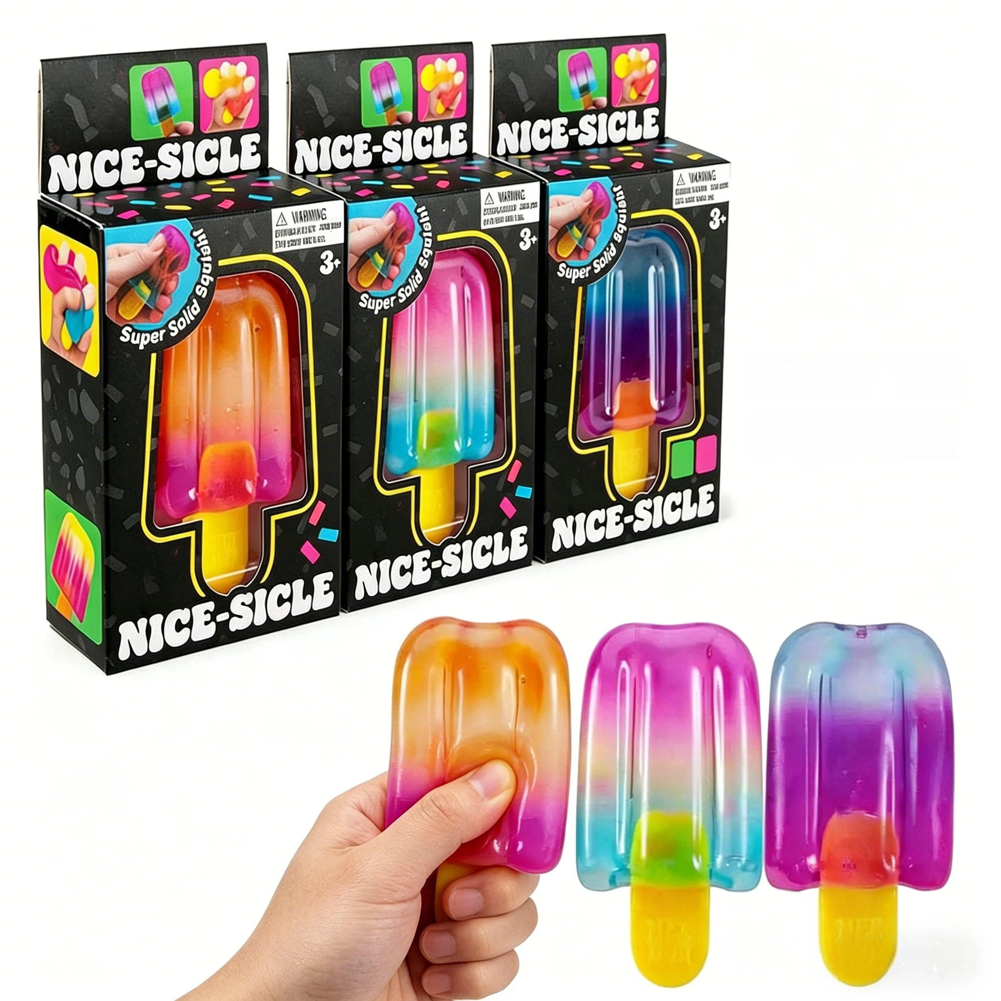 1PC Summer Ice Cream Fidget Squishy TPR Squeeze Sensory Stress Relief Toy Holiday Kids Party Gift