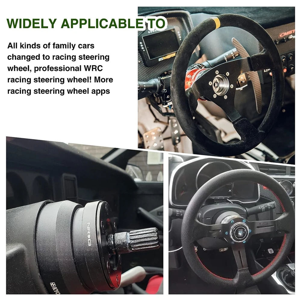 Universal Steering Wheel Quick Release Hub Adapter Snap Off Boss Kit with 6 Hole Steering Wheel Hub for Race/Rally/Motorsport