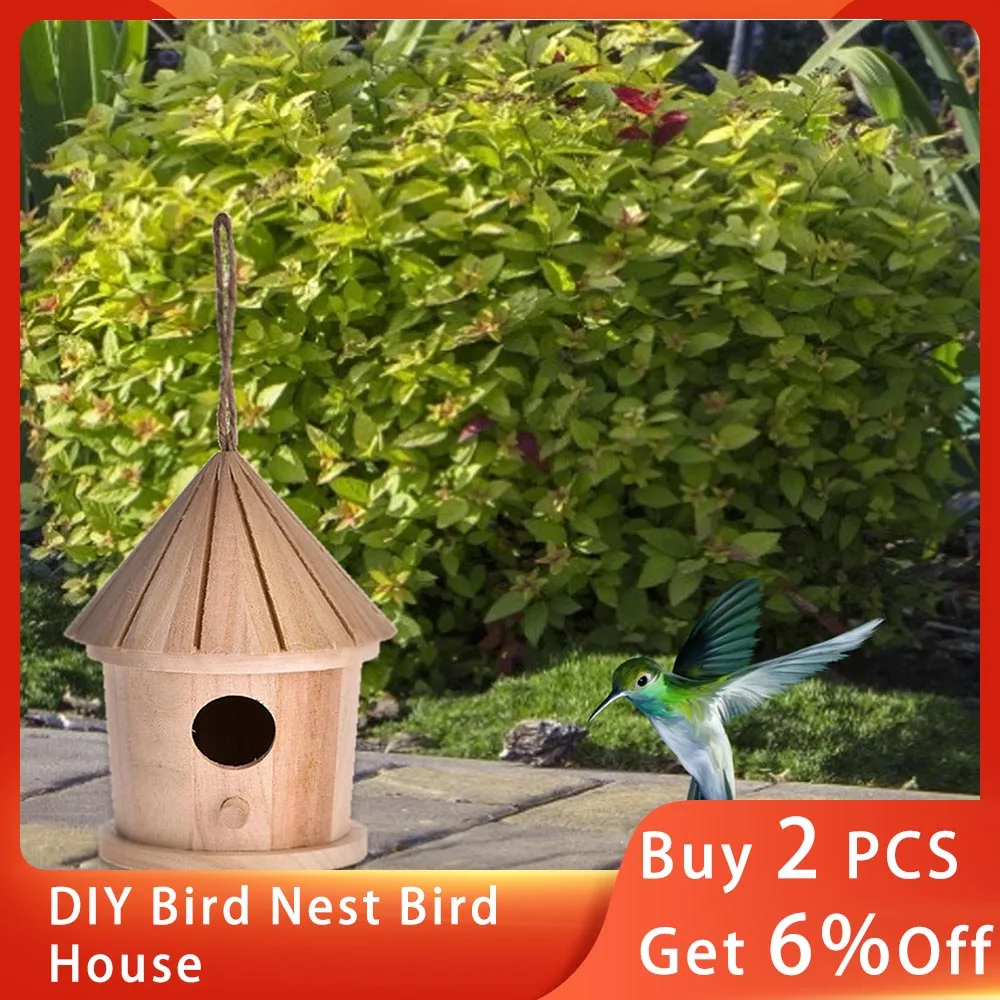 DIY Wooden Hummingbird Nest Resting Place for Birds Nesting Bluebird House Handmade Bird House Outdoor Hanging Bird House