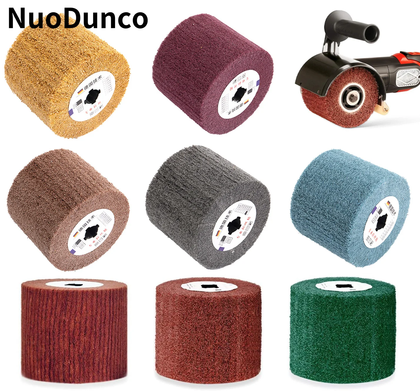 NuoDunco120x100x19mm Escova de aba de nylon não tecido Metal Nylon Fio Polonês Escova Rolo Ferramentas de polimento para aço inoxidável 1 peça