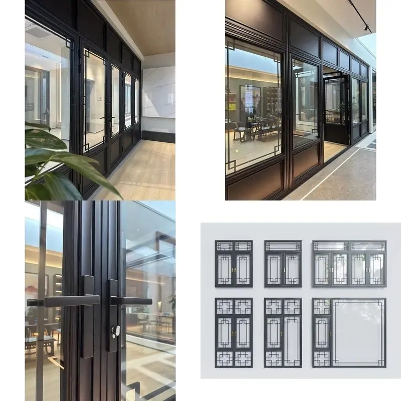 Chinese Style Aluminum Alloy Windproof Villa Swing Door Broken Bridge Type Commercial Use Custom Size Color 5 Years Quality