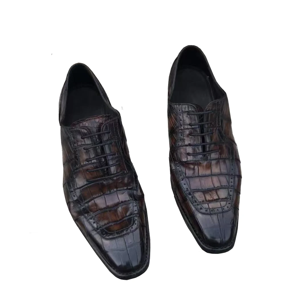 

yinshang new 2026 men dress shoes male crocodile shoes wedding groom shoes business meeting date shoes for suits