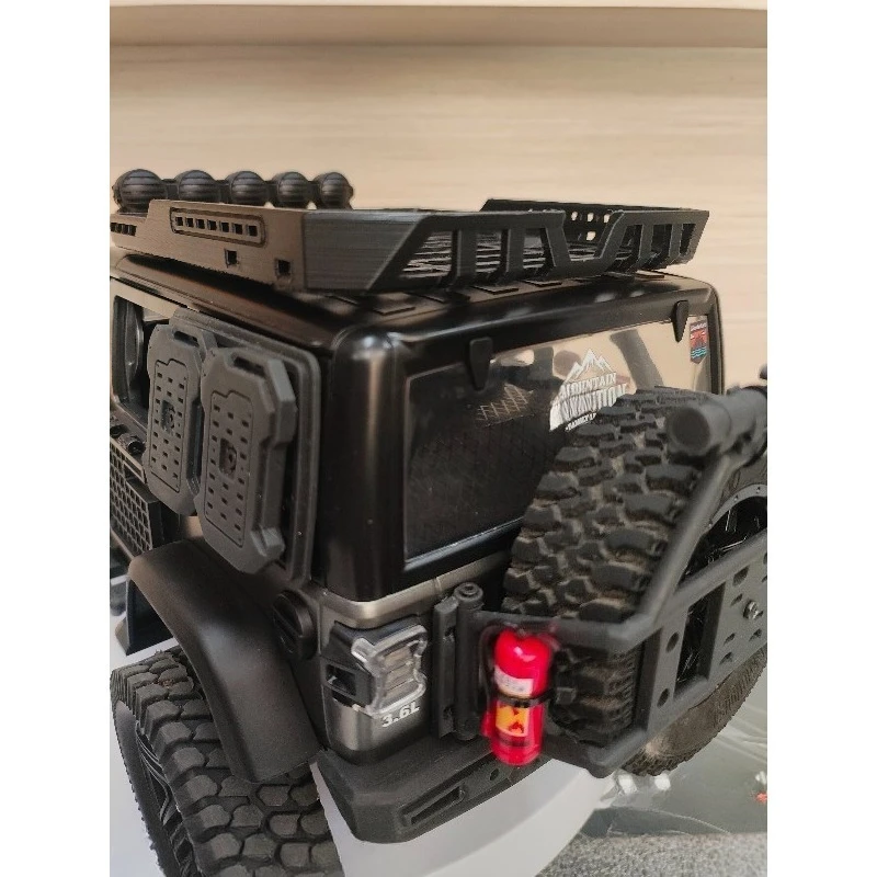 For MN128 1/12 RC Crawler Roof Rack Side Ladder Tool Bag Set, Upgraded Scale Accessories for 1/12 Jeep Wrangler Rock Crawler