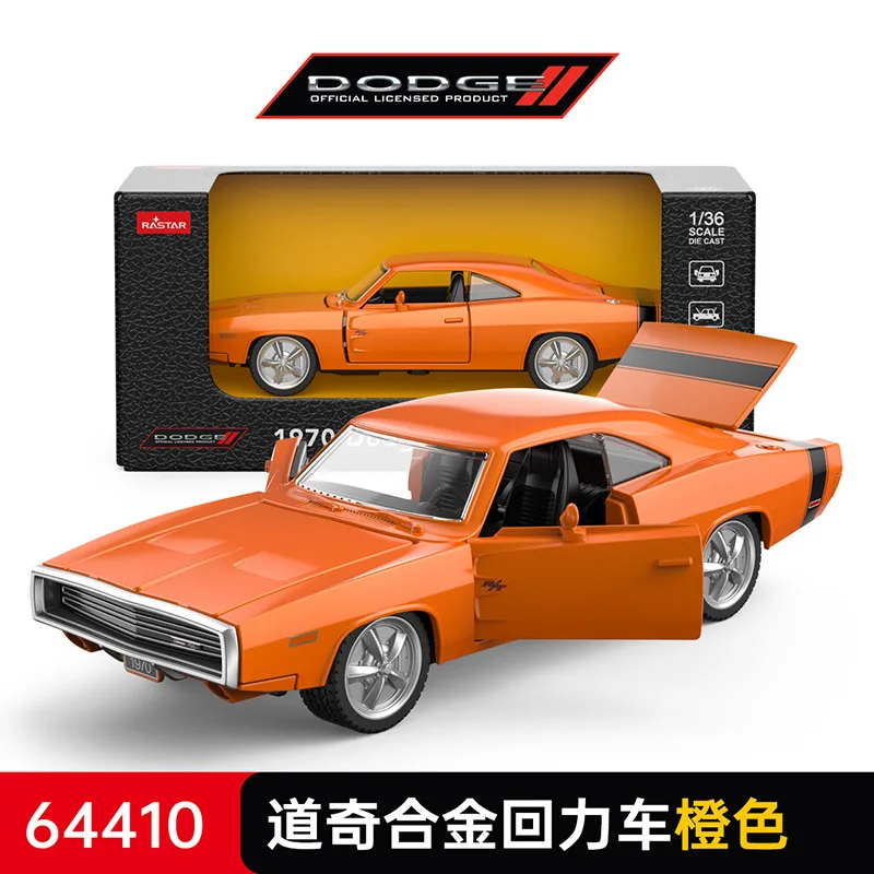 Modèle de voiture de sport en alliage de simulation Dodge Charger R/T, son et lumière, dos côtelé, voiture de luxe, jouet pour enfants, ornements cadeaux, 1:32, 1970